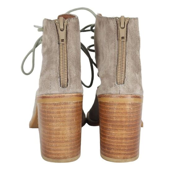 Free PeopleXJeffrey Campbell Women's US5,5 Taupe Leather Lace-up Ankle Booties - Picture 12 of 14